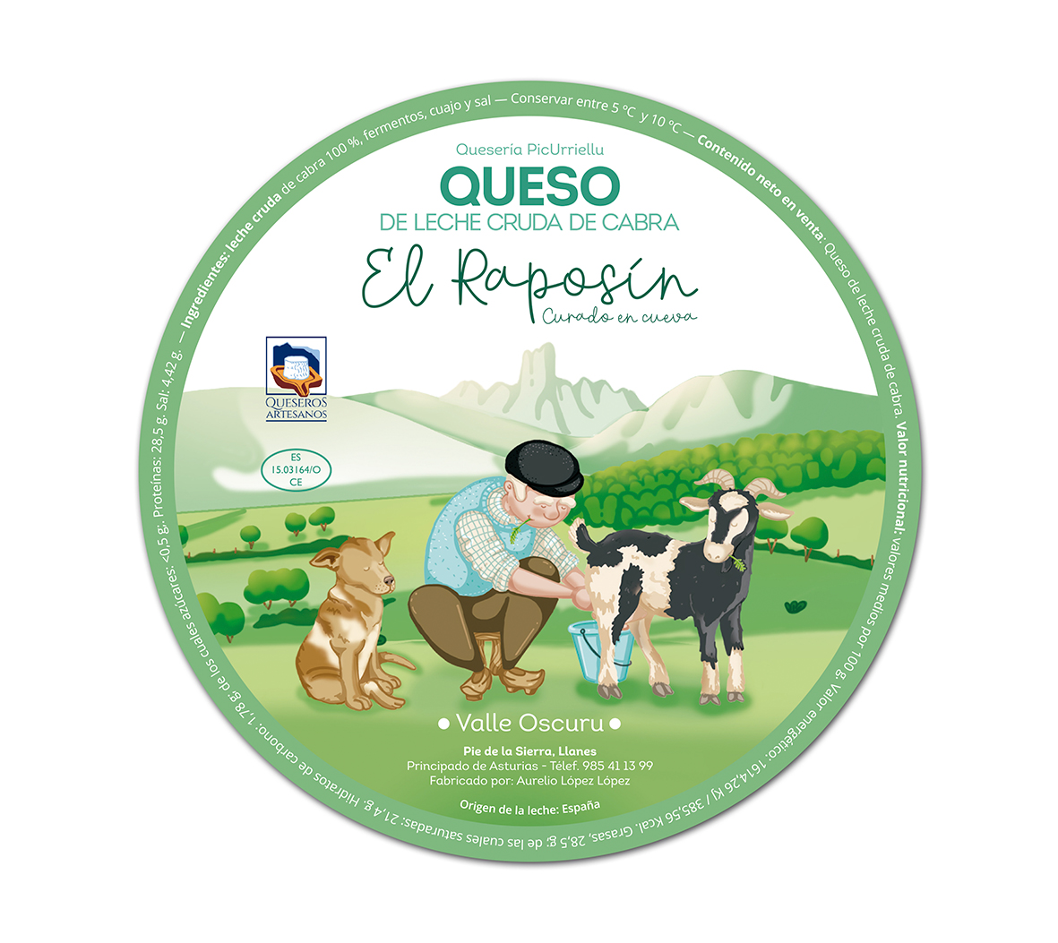 etiqueta de Queso Raposín