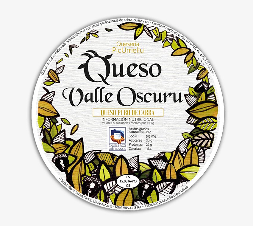 etiqueta de Queso ValleOscuru