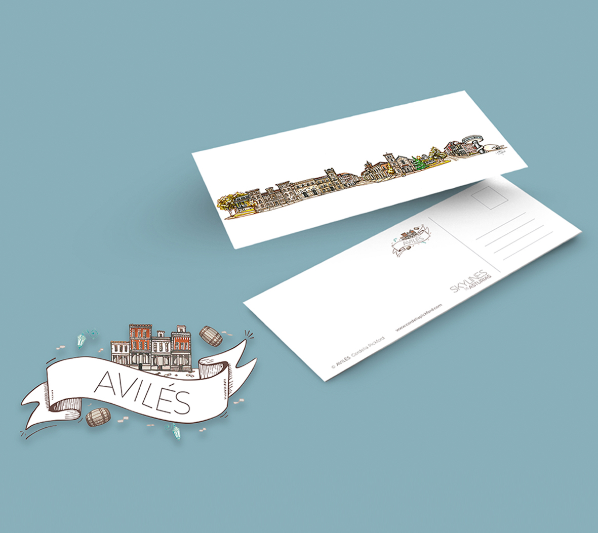 Ilustraciones de skylines de Asturias