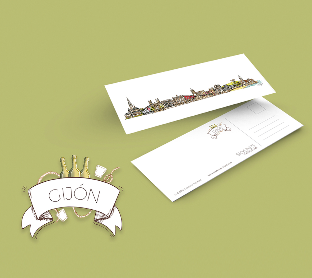 Ilustraciones de skylines de Asturias